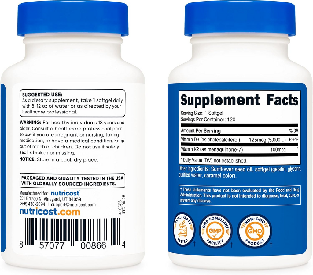 Nutricost Vitamin K2 MK-7 100 mcg, 240 Softgels