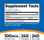 Nutricost Vitamin K2 MK-7 100 mcg, 240 Softgels