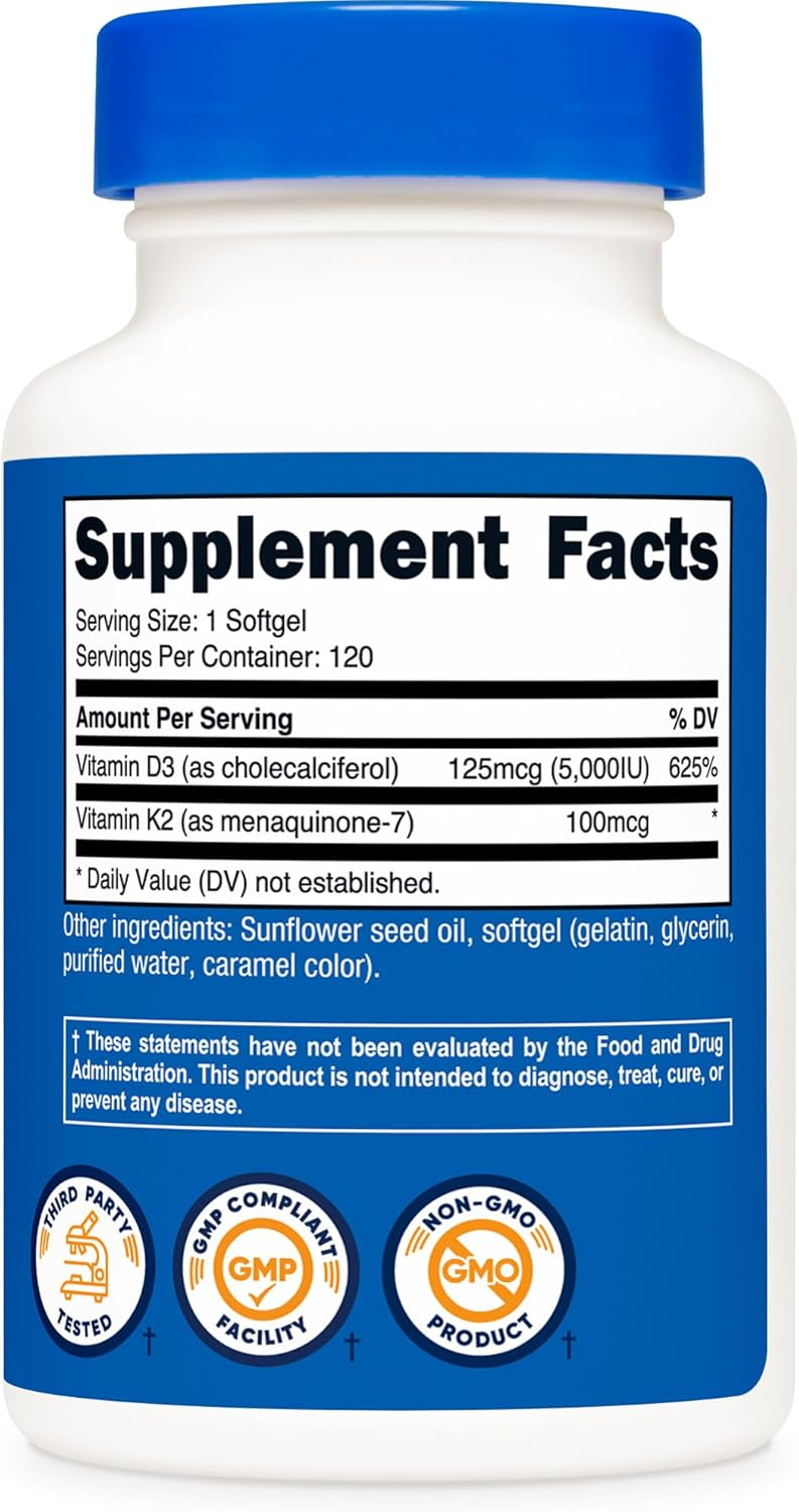 Nutricost Vitamin K2 + Vitamin D3 120 Softgels