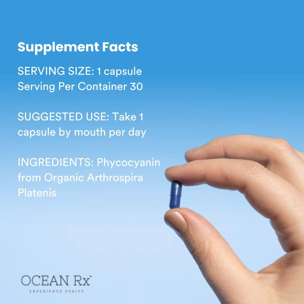 Ocean Rx Organic Pure Blue Spirulina Capsules - 30 Count