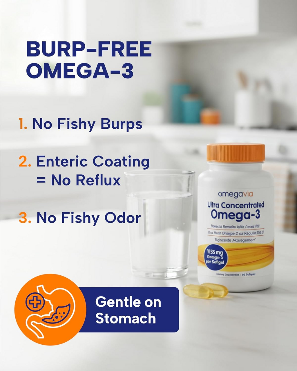 OmegaVia Ultra Concentrated Omega-3 1,135 mg, 60 Softgels