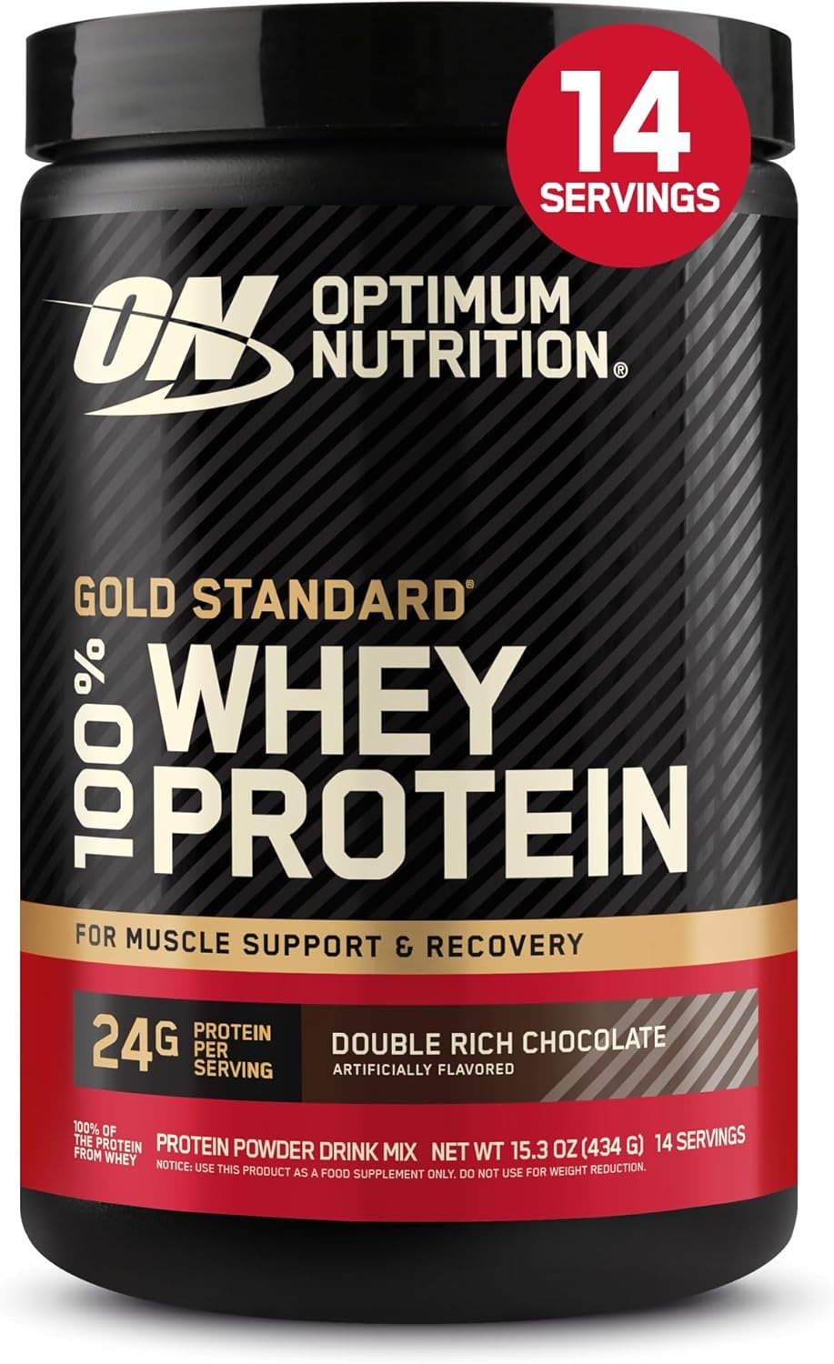 Optimum Nutrition Gold Standard 100% Whey Protein Powder, Double Rich Chocolate, 1 Pound