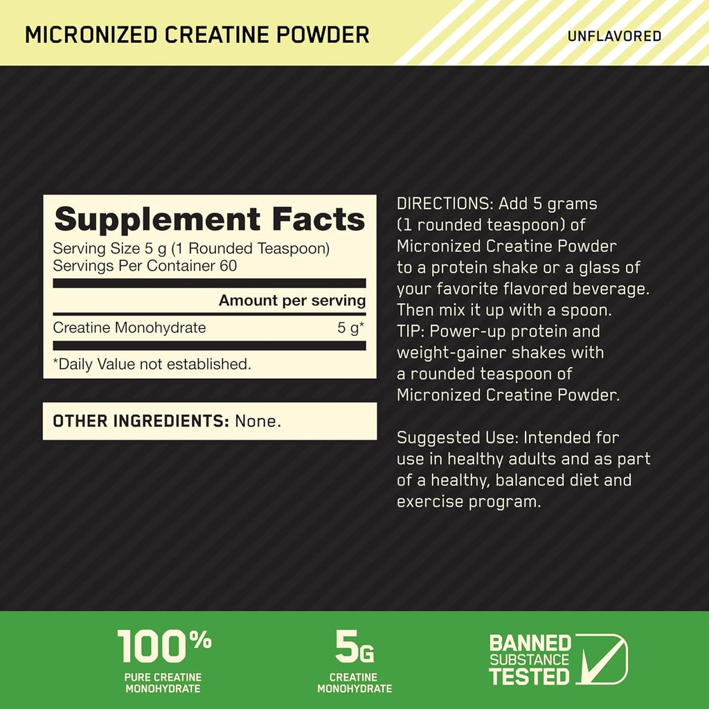 Optimum Nutrition Micronized Creatine Monohydrate Powder, Unflavored