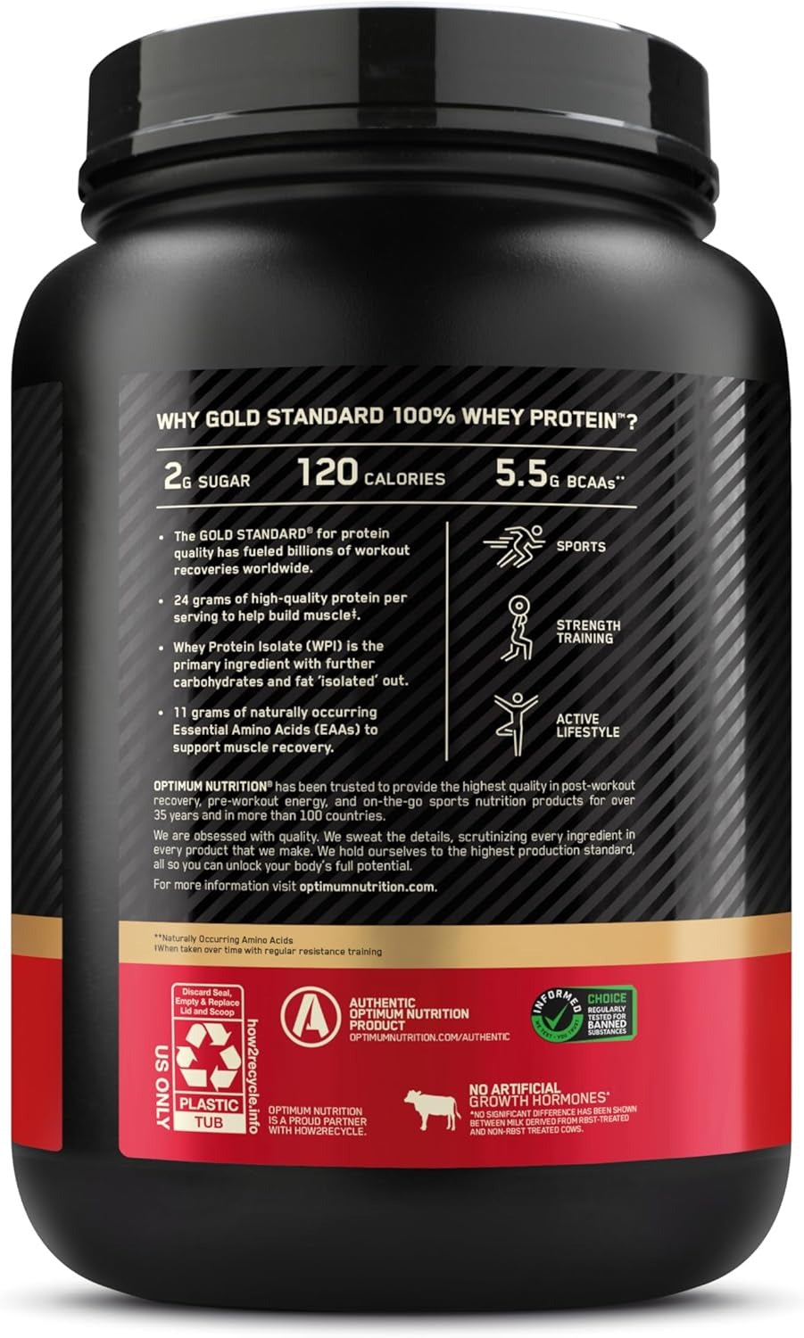 Optimum Nutrition Gold Standard 100% Whey Protein Powder, Double Rich Chocolate, 1 Pound