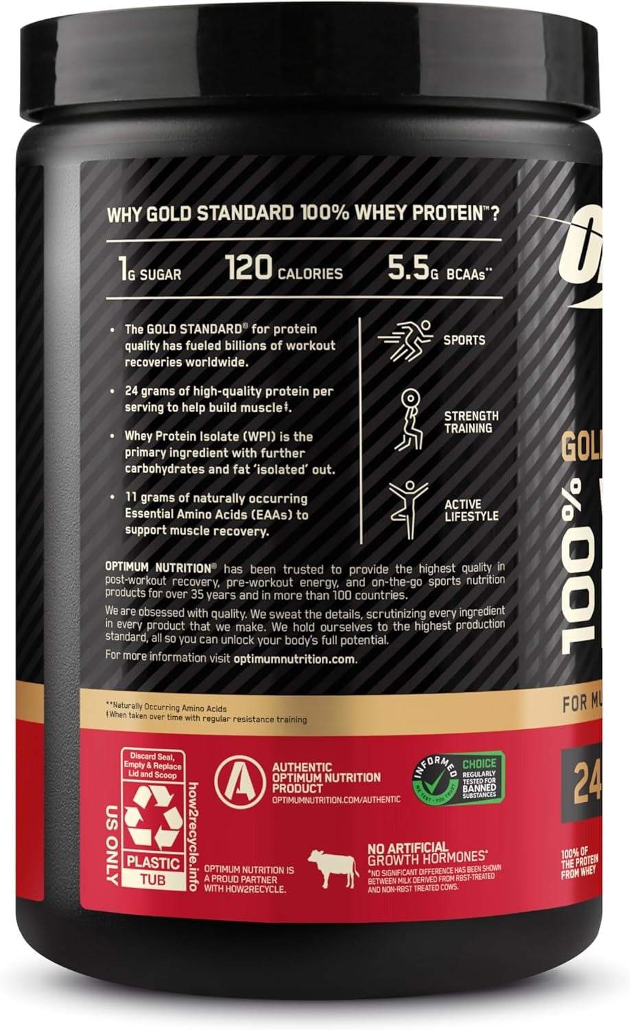 Optimum Nutrition Gold Standard 100% Whey Protein Powder, Double Rich Chocolate, 1 Pound