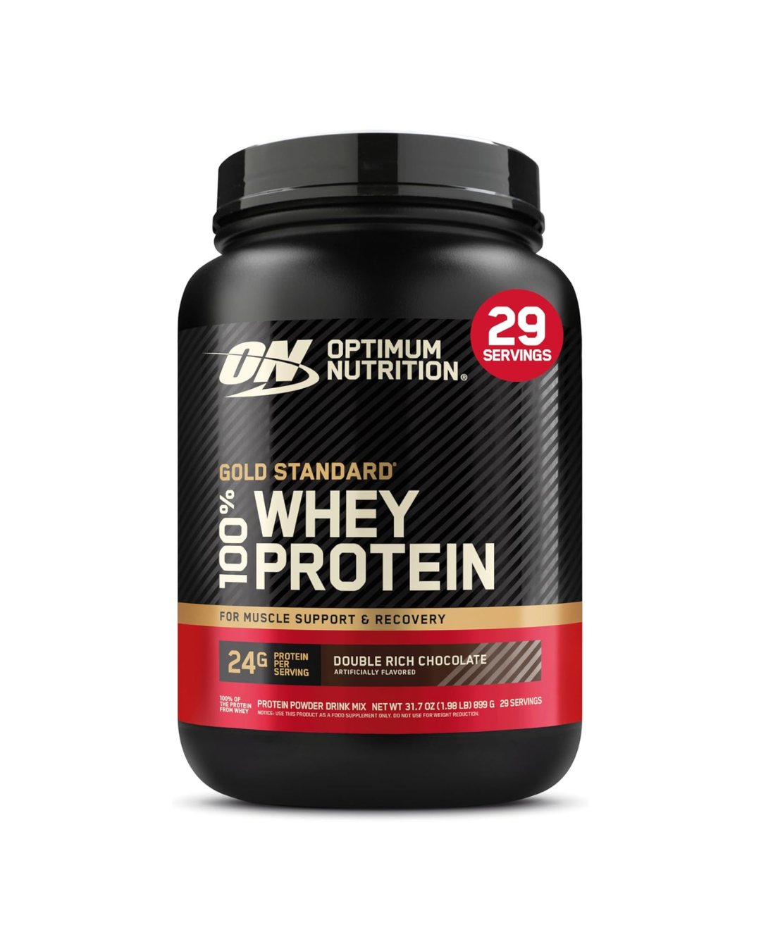 Optimum Nutrition Gold Standard 100% Whey Protein Powder, Double Rich Chocolate, 1 Pound