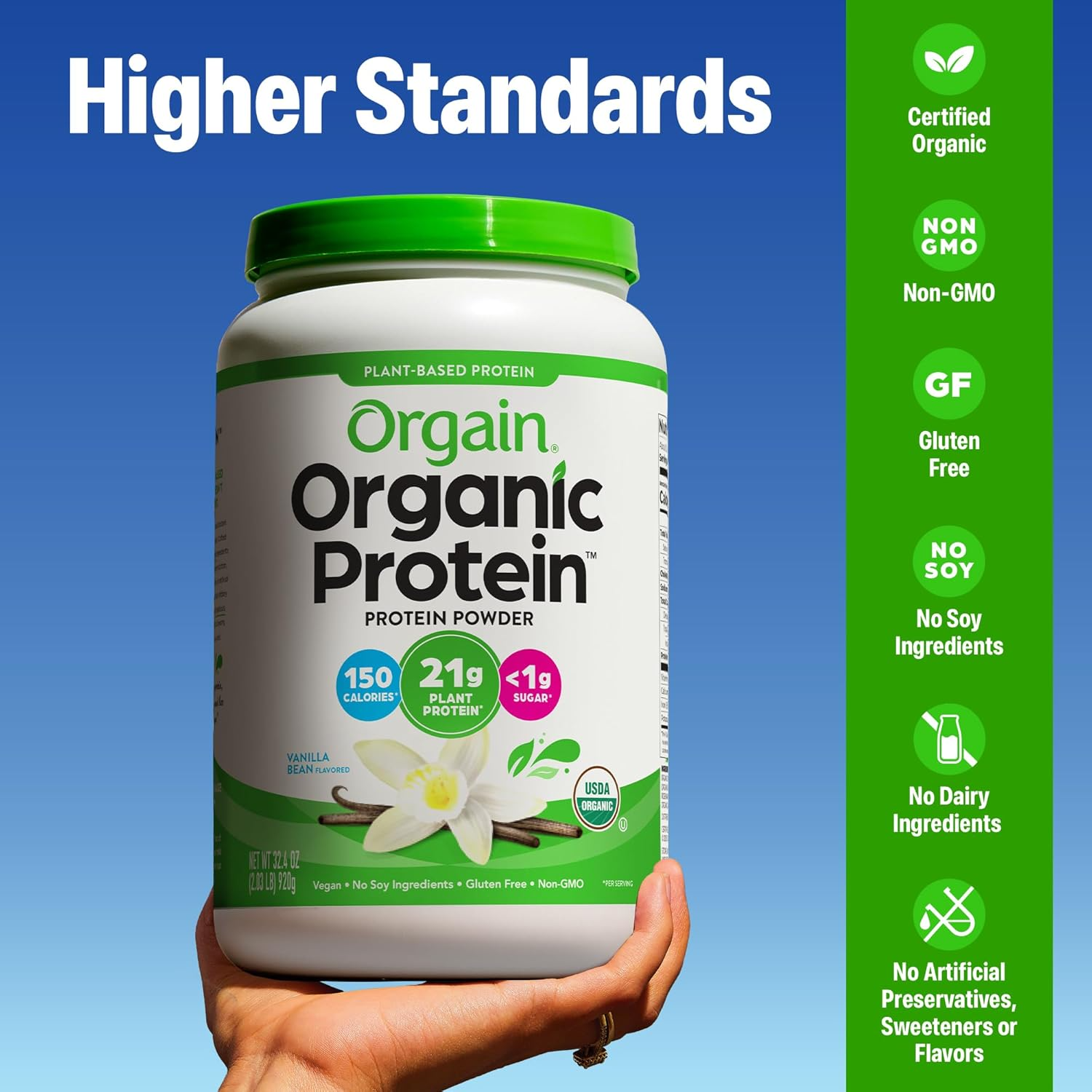Orgain Organic Protein Powder 2.7lb _ Vanilla Bean 21g of Protein