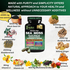 Organic Irish Sea Moss, Black Seed Oil, Ashwagandha, Turmeric,Ginger Capsule