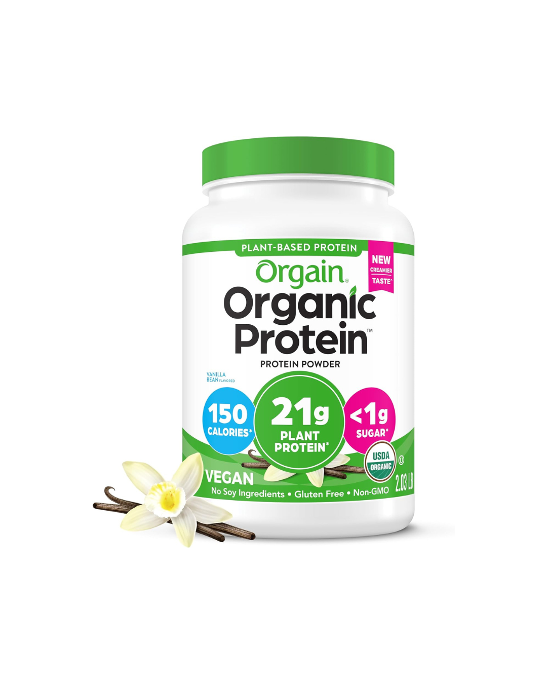 Orgain Organic Protein Powder 2.7lb _ Vanilla Bean 21g of Protein