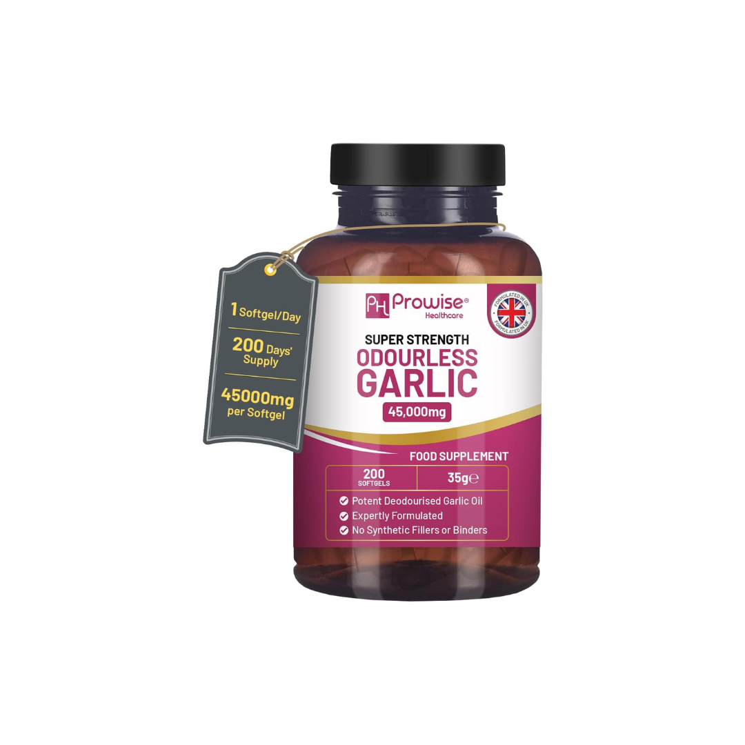 Prowise Odourless Garlic Capsules 45,000mg per Softgel 200 Softgels