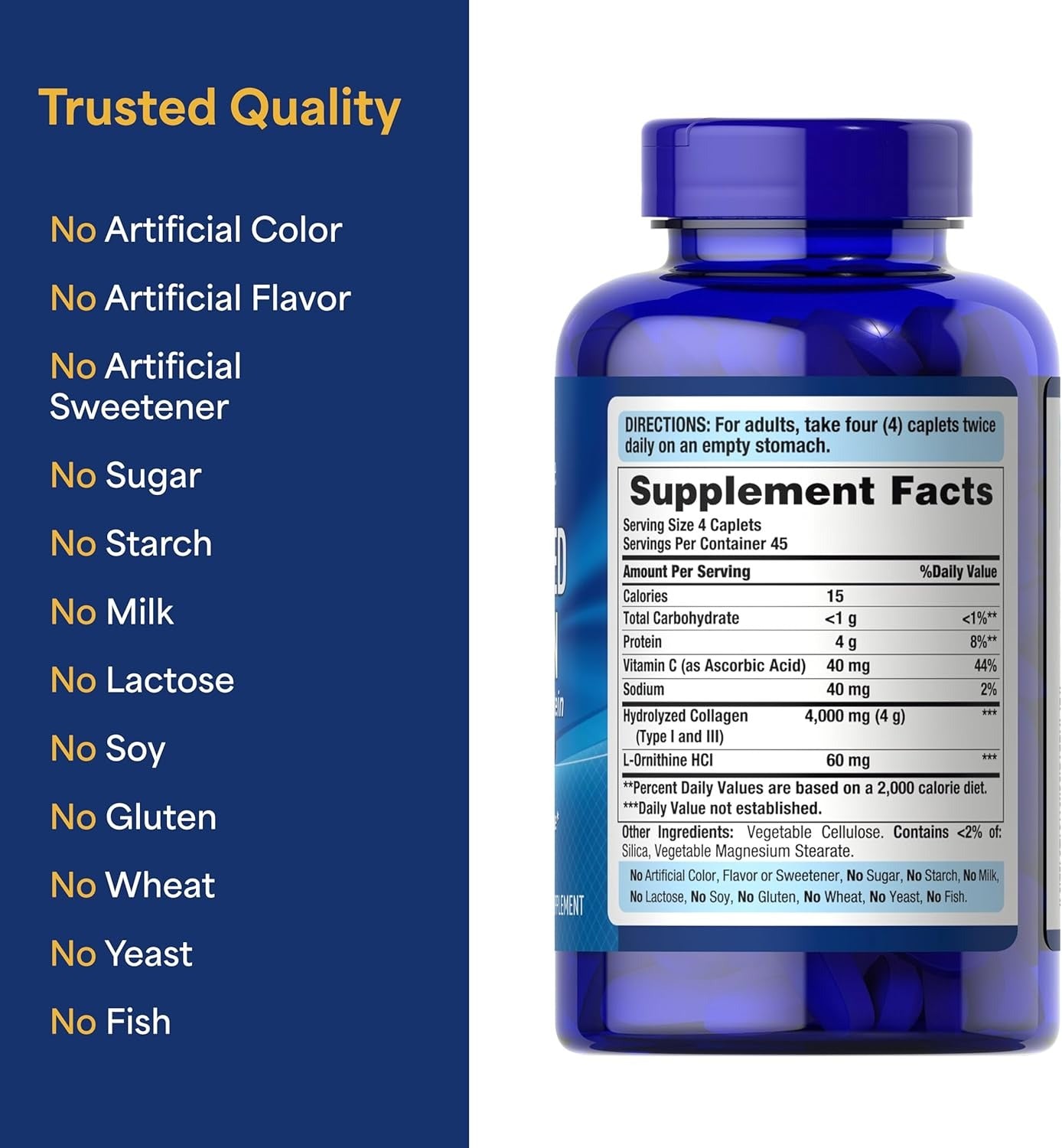 Puritan's Pride Hydrolyzed Collagen 1000 mg - 180 caplets