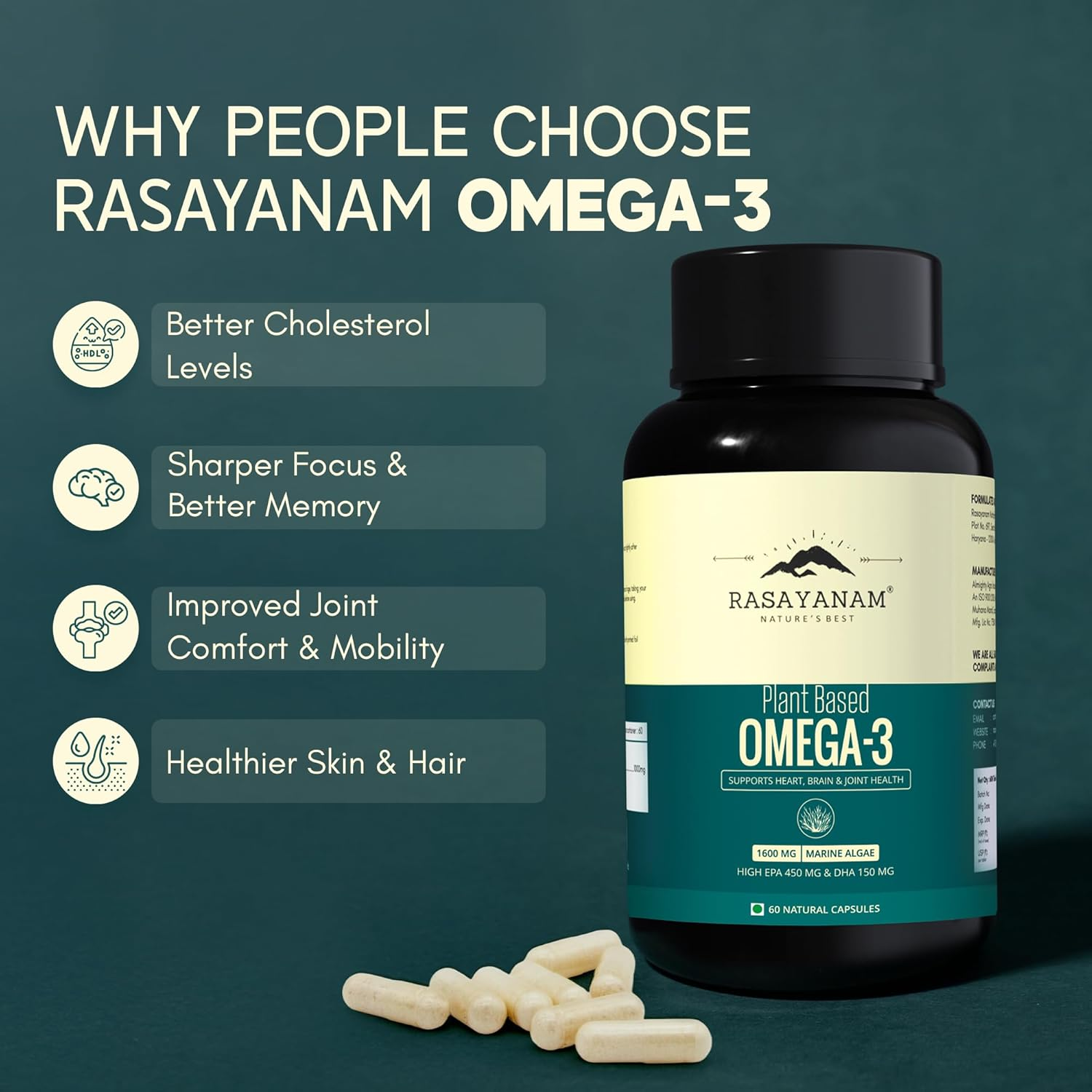 Rasayanam Plant Based Omega-3 1600mg 60 Capsules