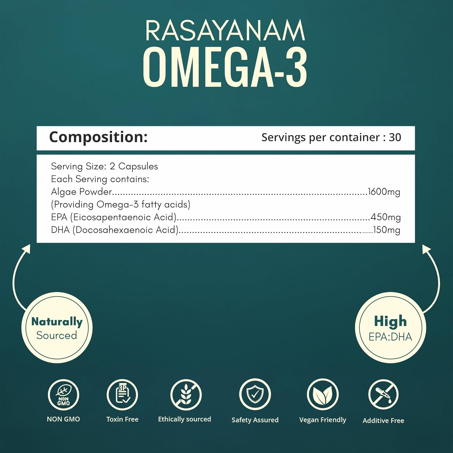 Rasayanam Plant Based Omega-3 1600mg 60 Capsules