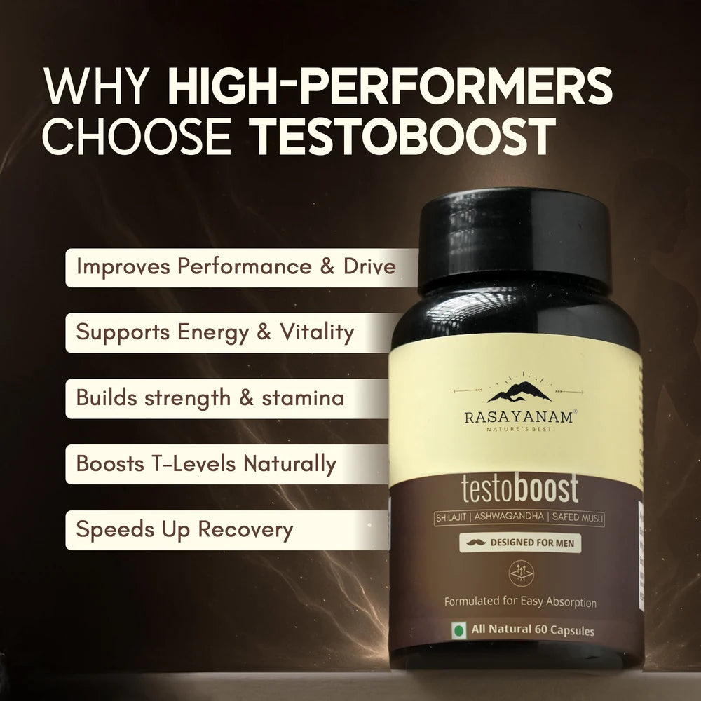 Rasayanam Testboost For Men With Ashwagandha, Safed Musli & Shilajit 60 Capsules
