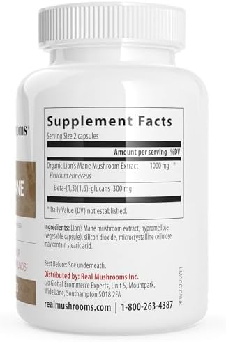 Real Mushrooms Lion's Mane Mushroom Cognition 120 Capsules
