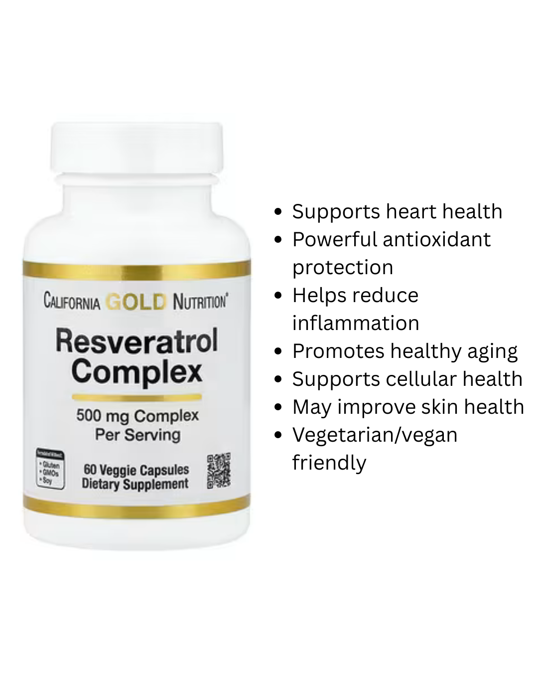 California Gold Nutrition Resveratrol Complex, 60 Veggie Capsules
