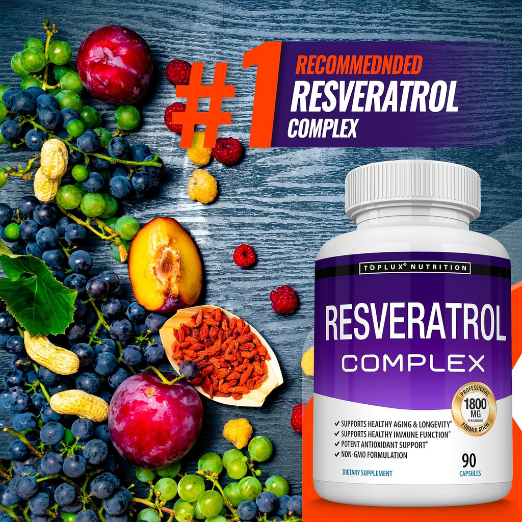 Toplux Nutrition Resveratrol Complex 1800mg 90 Capsules