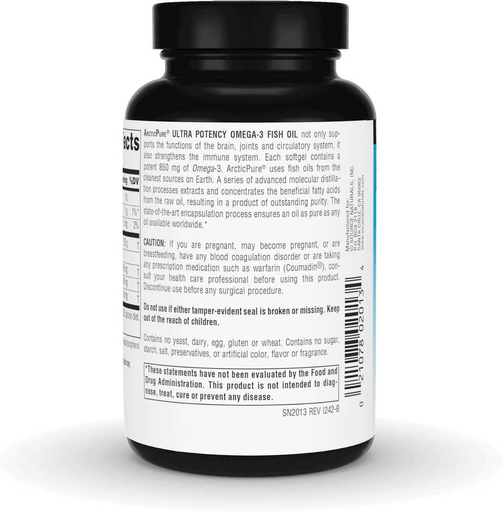 Source Naturals Arctic Pure Ultra Potency Omega-3 Fish Oil 850 mg, 120 Softgels