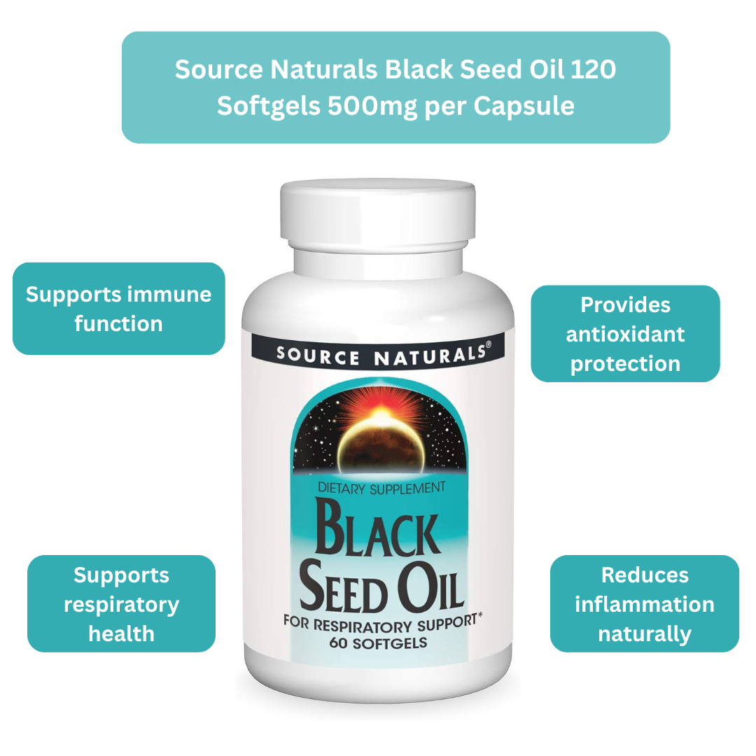 Source Naturals Black Seed Oil 120 Softgels (500 mg per Softgel)