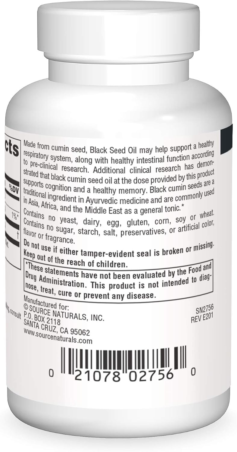 Source Naturals Black Seed Oil 120 Softgels (500 mg per Softgel)
