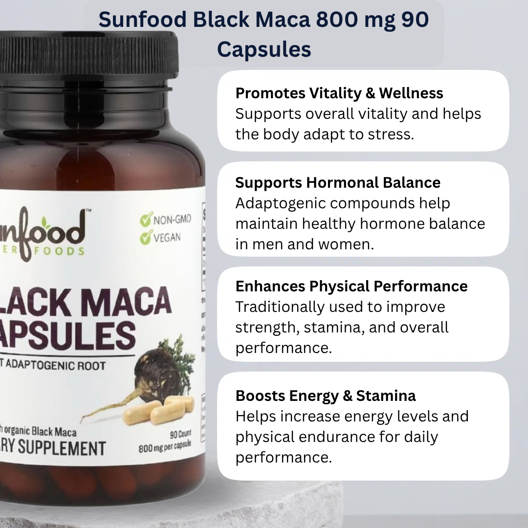 Sunfood Black Maca 800 mg 90 Capsules