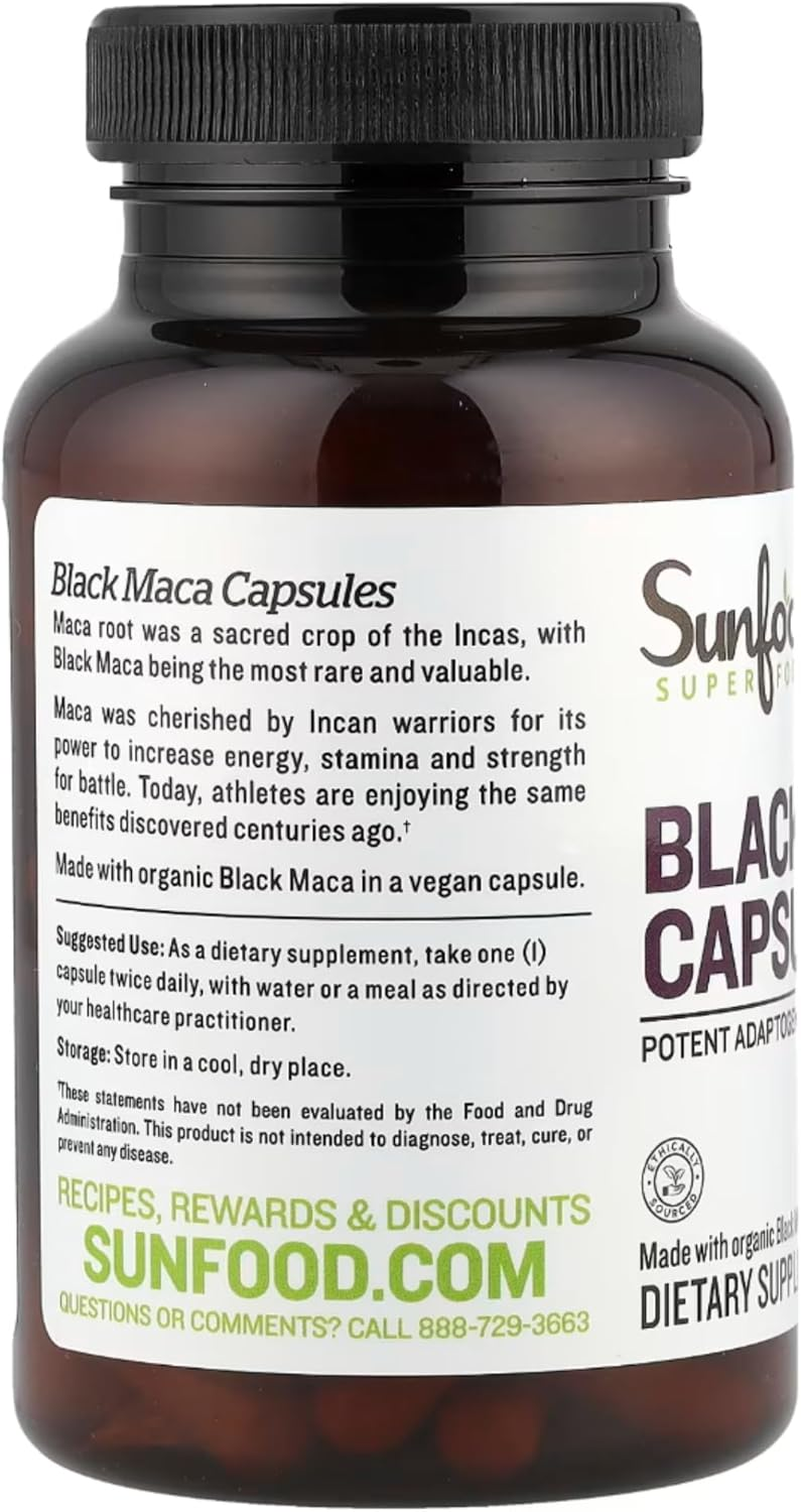 Sunfood Black Maca 800 mg 90 Capsules