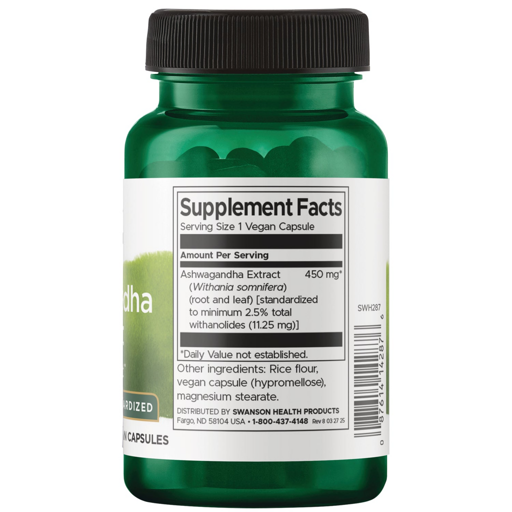 Swanson Ashwagandha Extract Standardised 450 mg, 60 Capsules