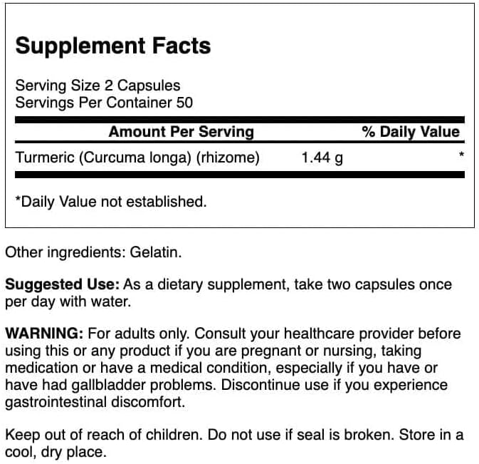 Swanson Full Spectrum® Turmeric 100 Capsules (720 mg per Capsule)
