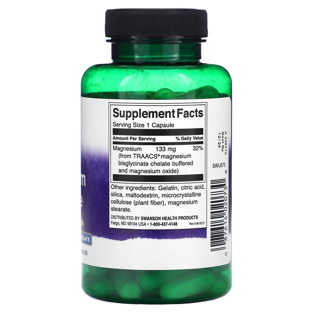 Swanson Albion® Magnesium Glycinate 133 mg, 90 Vegan Capsules