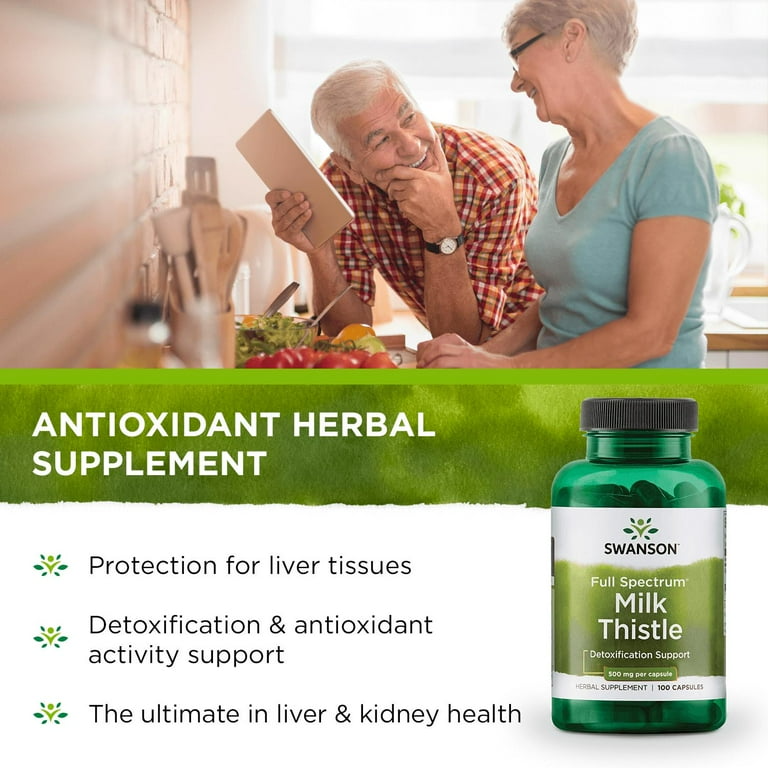 Swanson Full Spectrum Milk Thistle 500 mg, 100 Vegan Capsules
