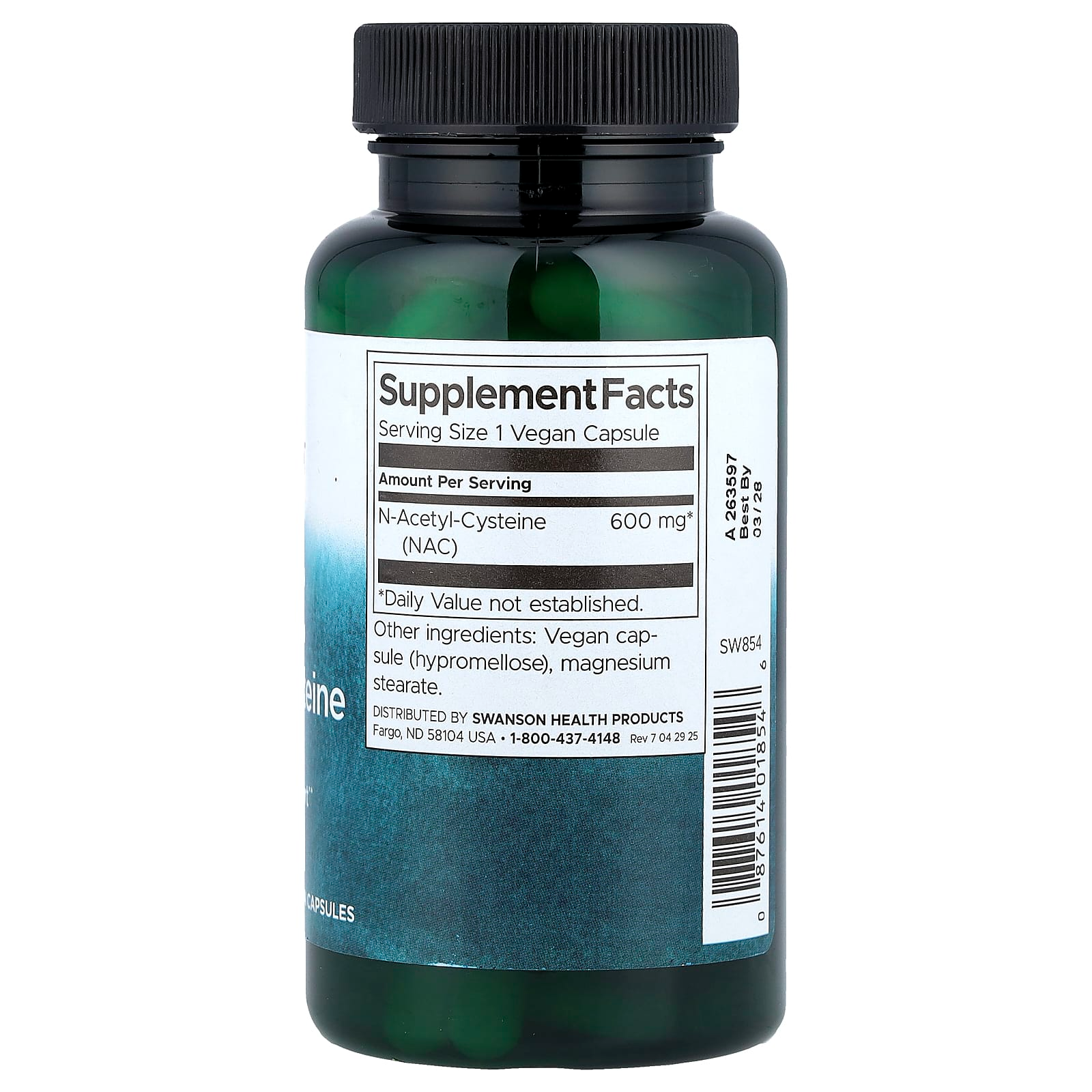 Swanson NAC 600 mg, 100 Vegan Capsules