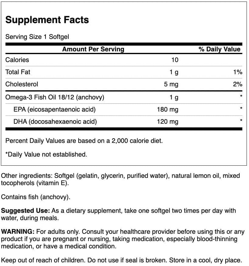 Swanson Omega-3 Fish Oil Lemon, 150 Softgels