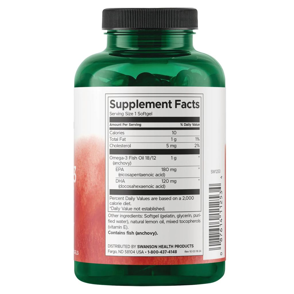 Swanson Omega-3 Fish Oil Lemon, 150 Softgels