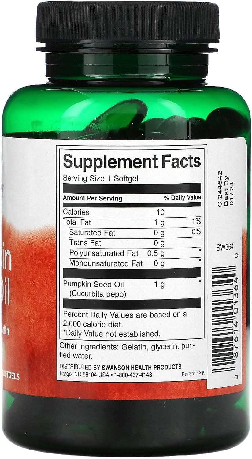 Swanson Pumpkin Seed Oil 1,000 mg 100 Softgels