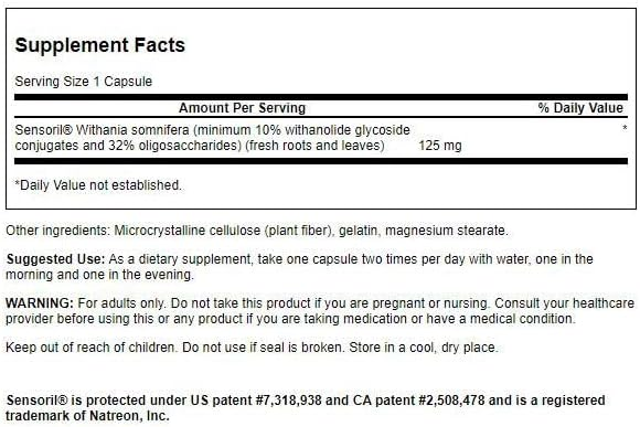 Swanson Sensoril® Ashwagandha 125 mg, 120 Capsules