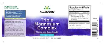 Swanson Triple Magnesium Complex 400 mg 100 Vegan Capsules