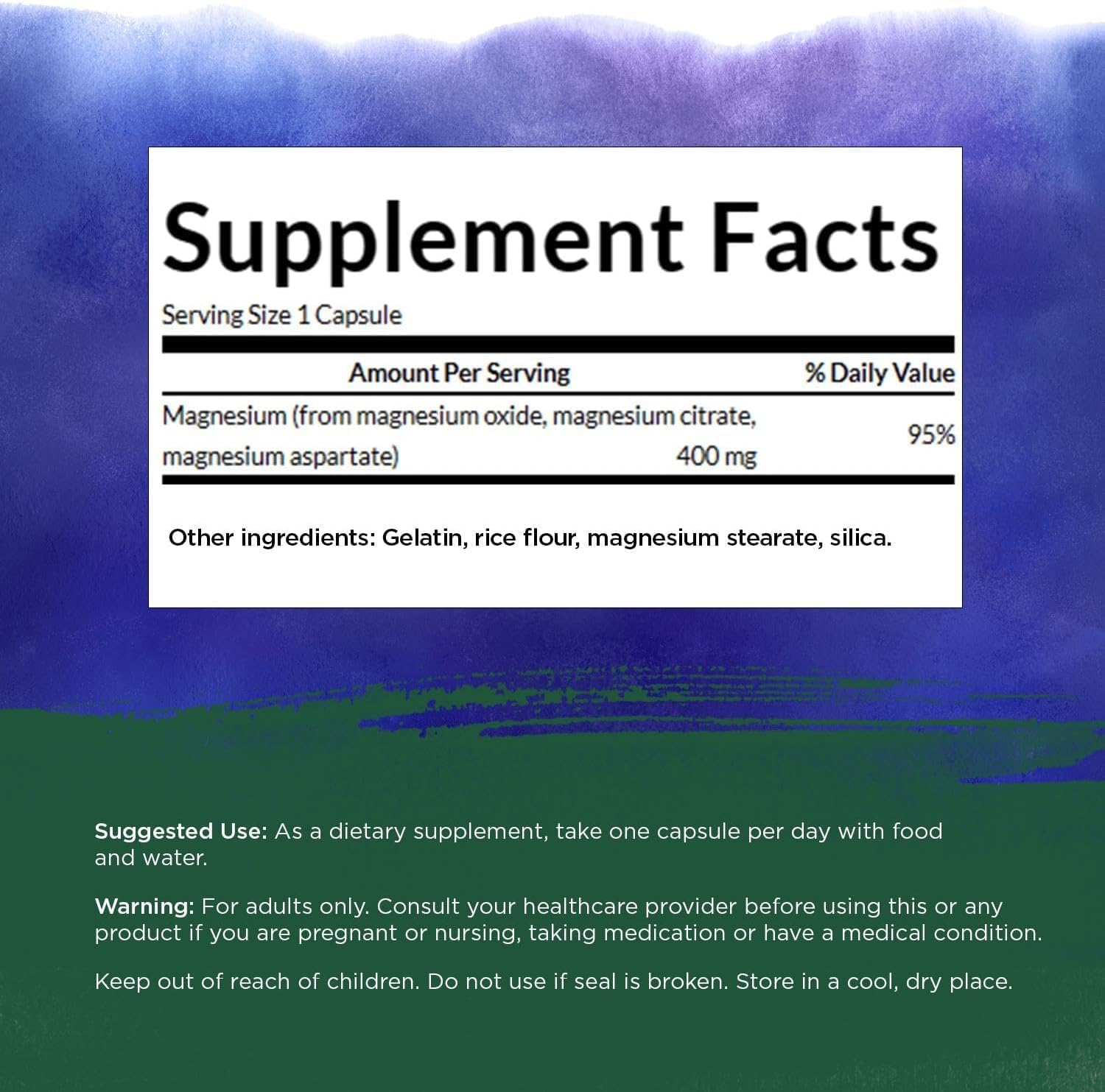 Swanson Triple Magnesium Complex 400 mg 100 Vegan Capsules