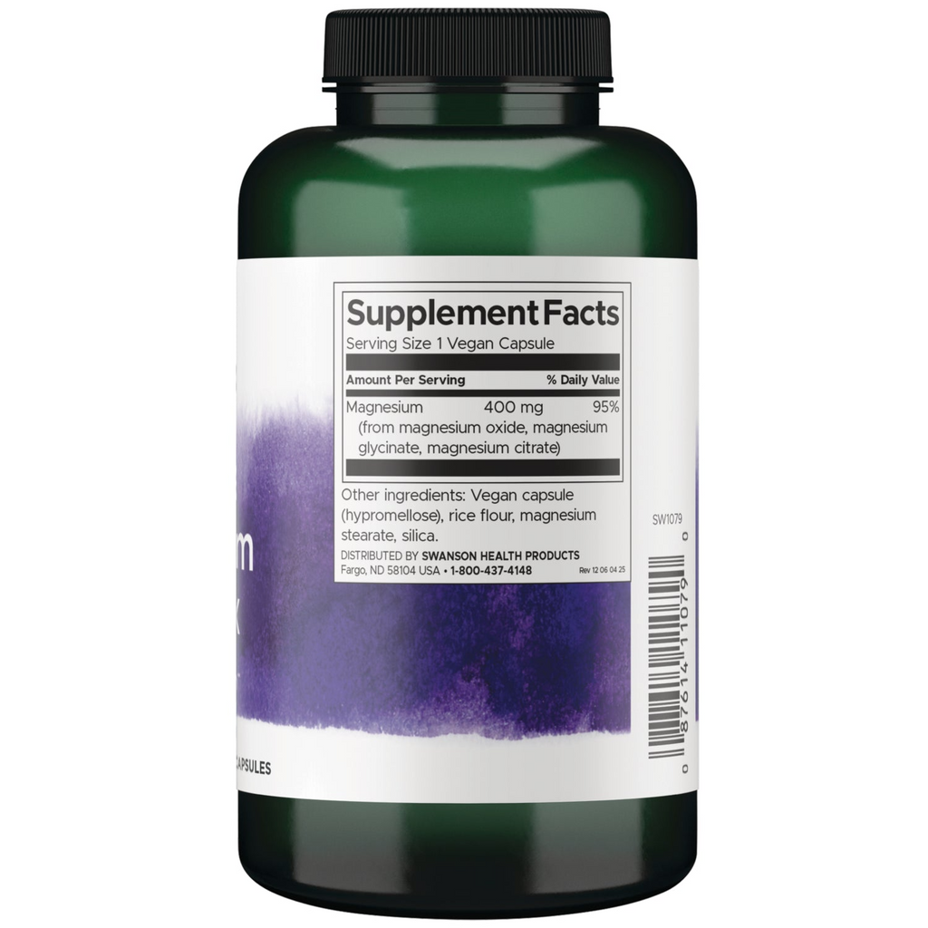 Swanson Triple Magnesium Complex 400 mg 100 Vegan Capsules