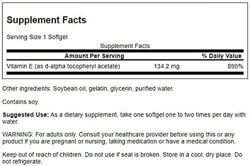 Swanson Vitamin E-200 90 mg (200 IU), 60 Softgels