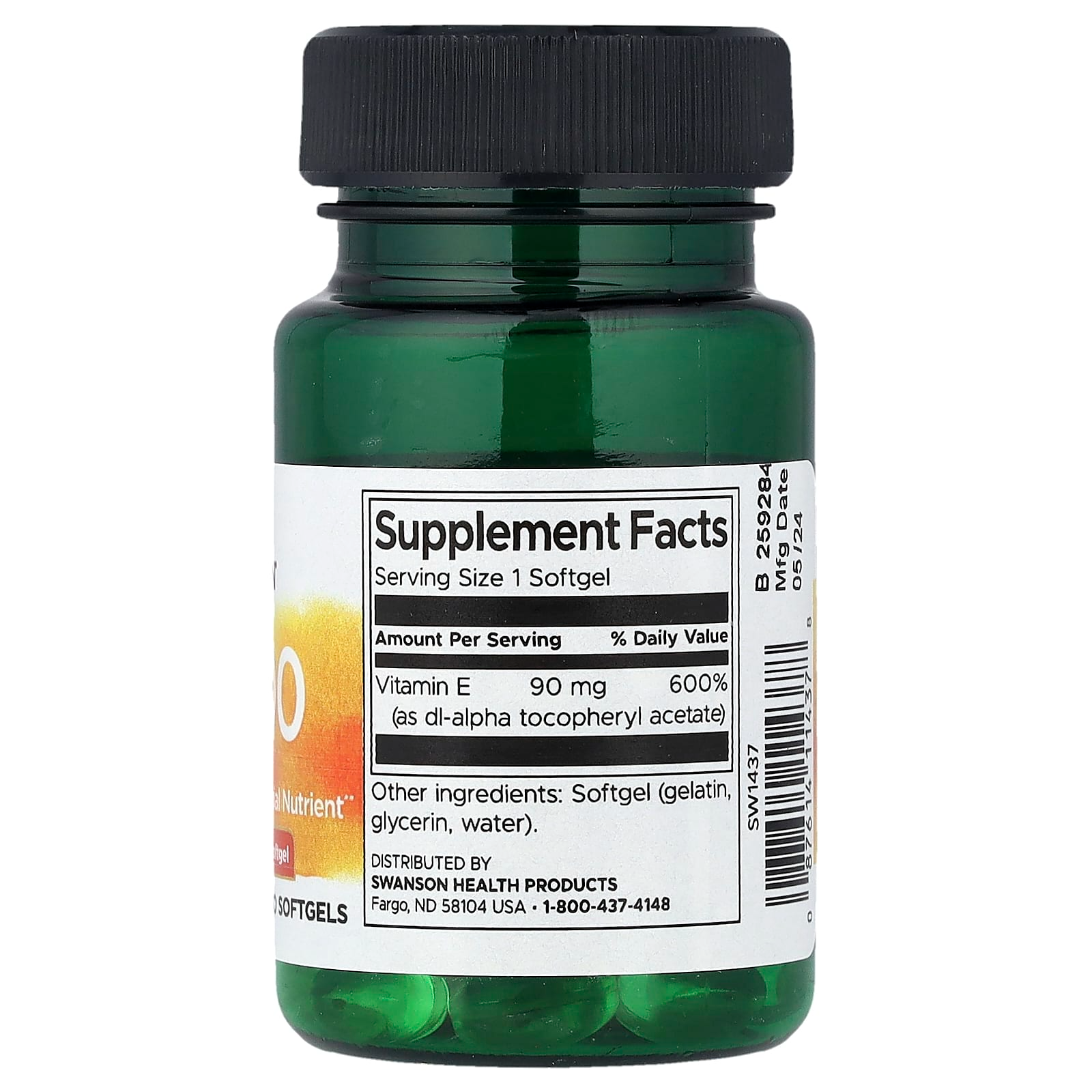 Swanson Vitamin E-200 90 mg (200 IU), 60 Softgels