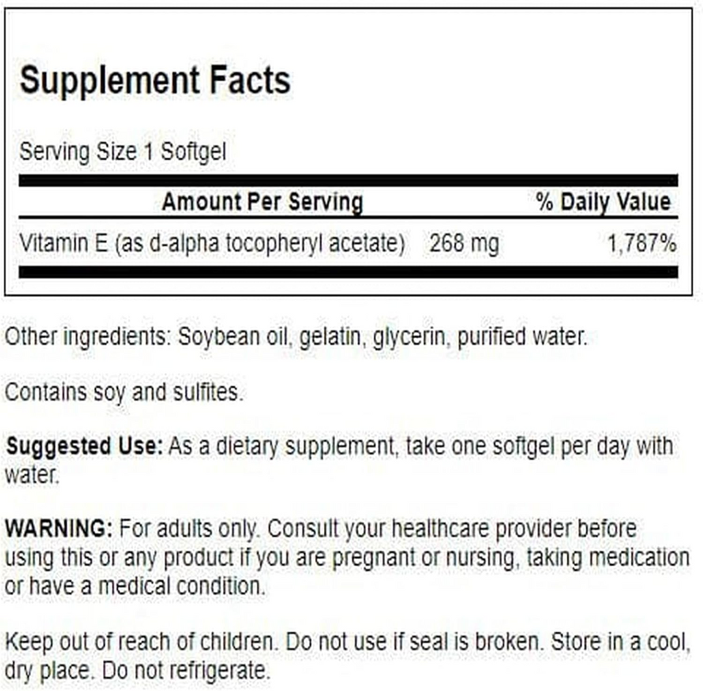 Swanson Vitamin E-400 (180.2 mg) 400 IU, 60 Softgels
