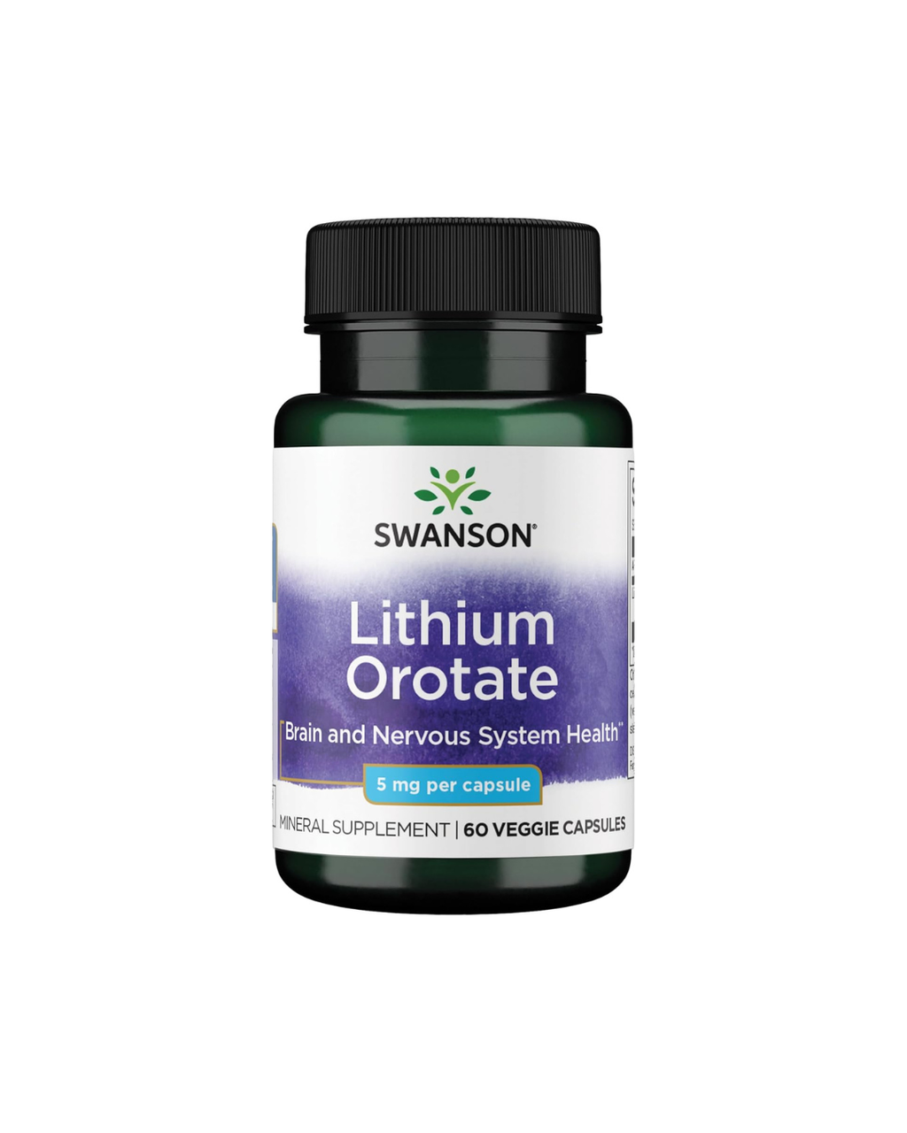 Swanson Lithium Orotat 5 mg 60 Veggie Capsules