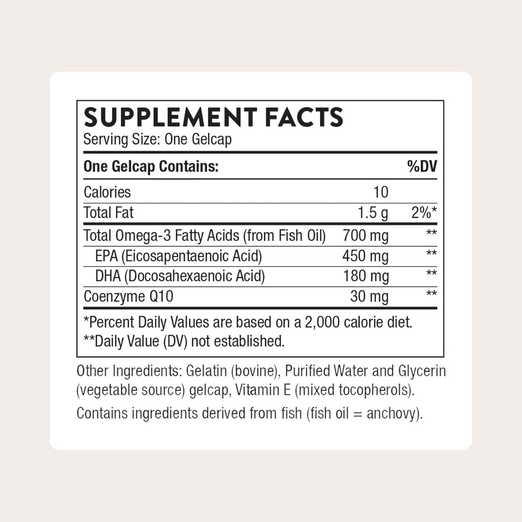 Thorne Omega-3 with CoQ10, 90 Softgels