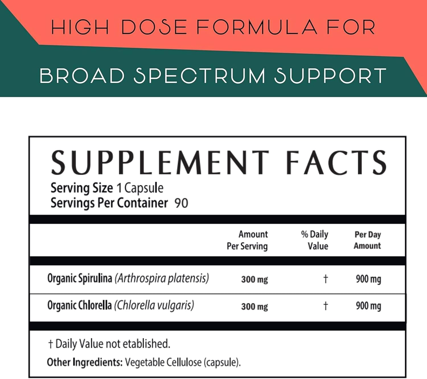 Teaveli Spirulina Chlorella Capsules - 90 Count