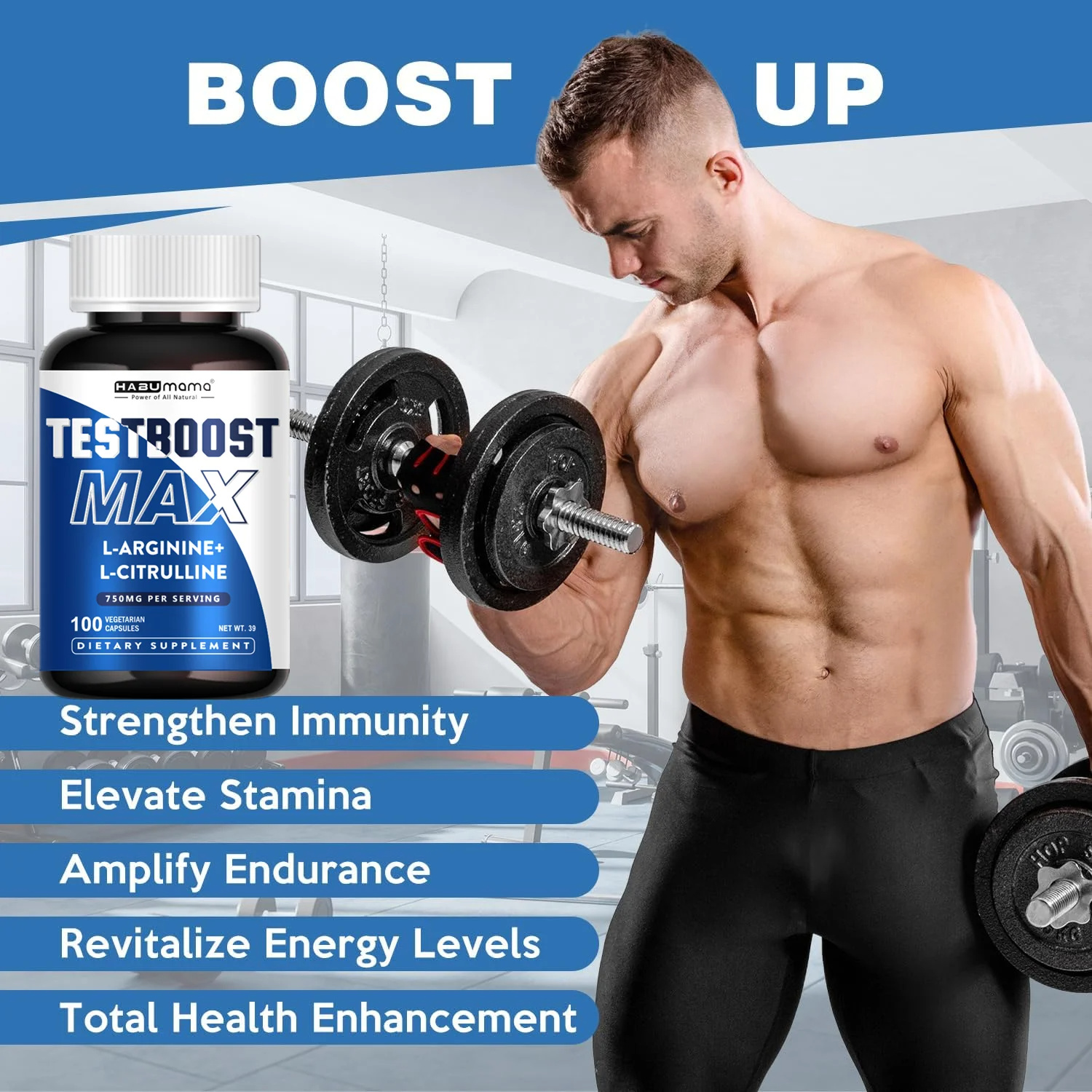 Testboost Max with L-Arginine + L-Citrulline - 100 Capsules
