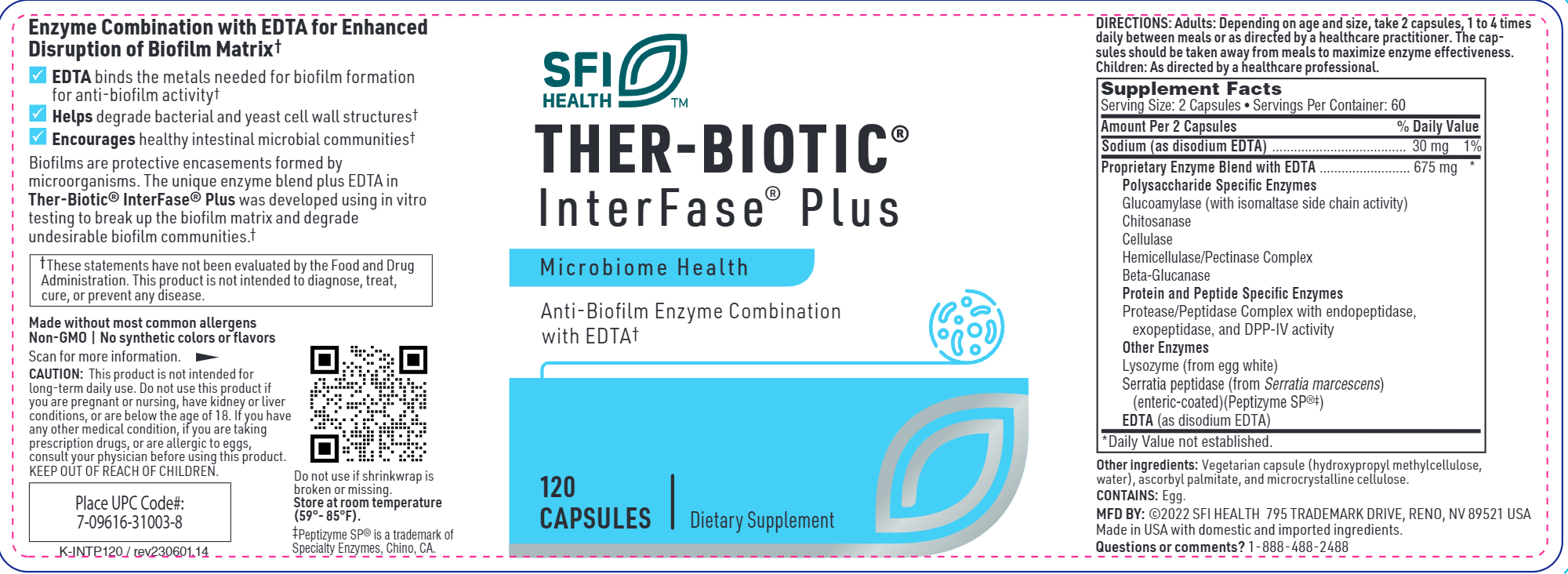 SFI Health Klaire Labs Ther-Biotic Interfase Plus 120 Capsules