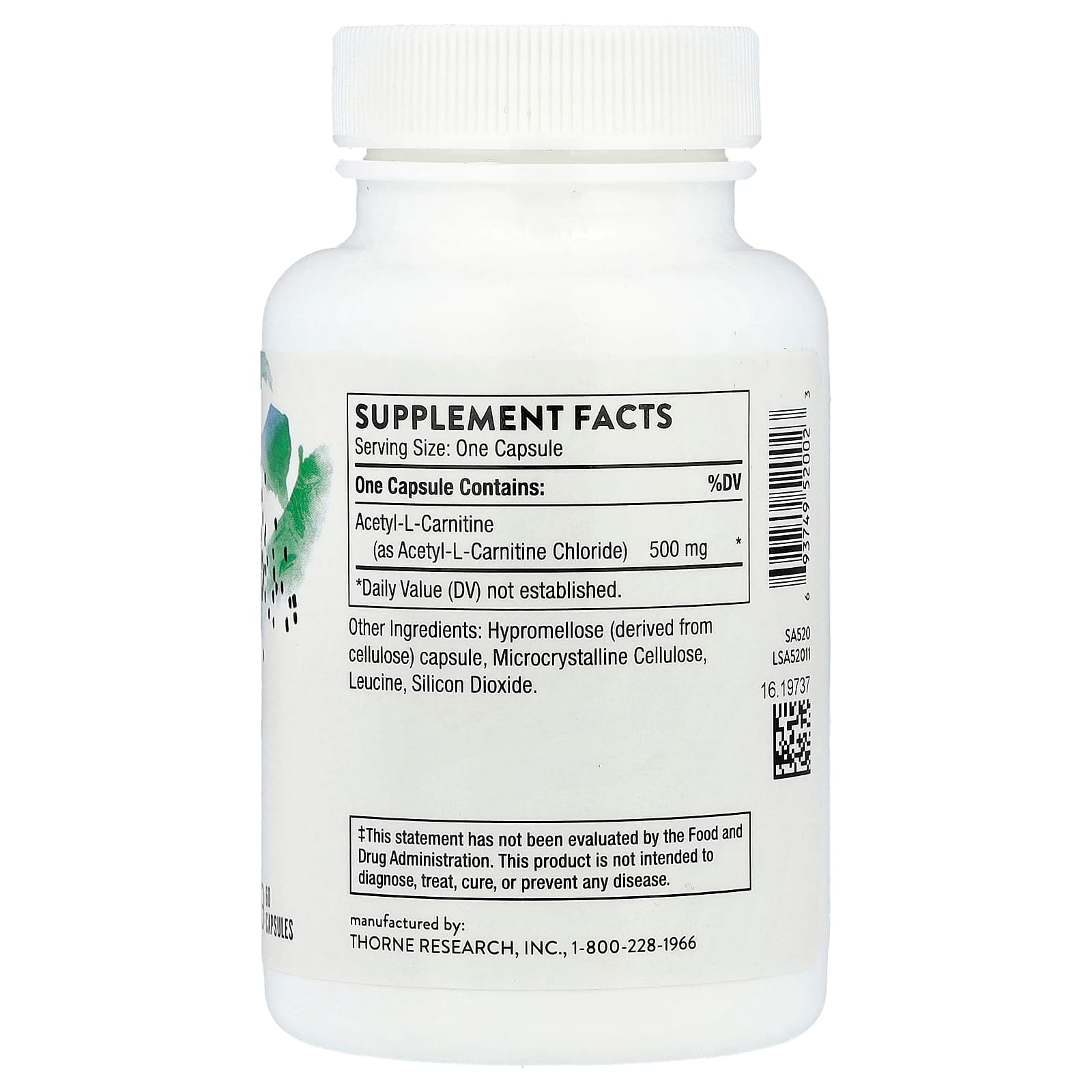 Thorne Acetyl-L-Carnitine 500 mg, 60 Capsules