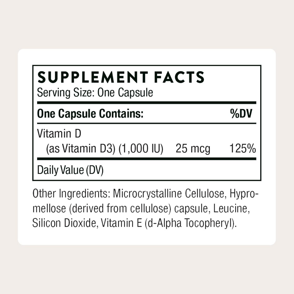 Thorne D-1,000, 90 Capsules (25 mcg per Capsule)