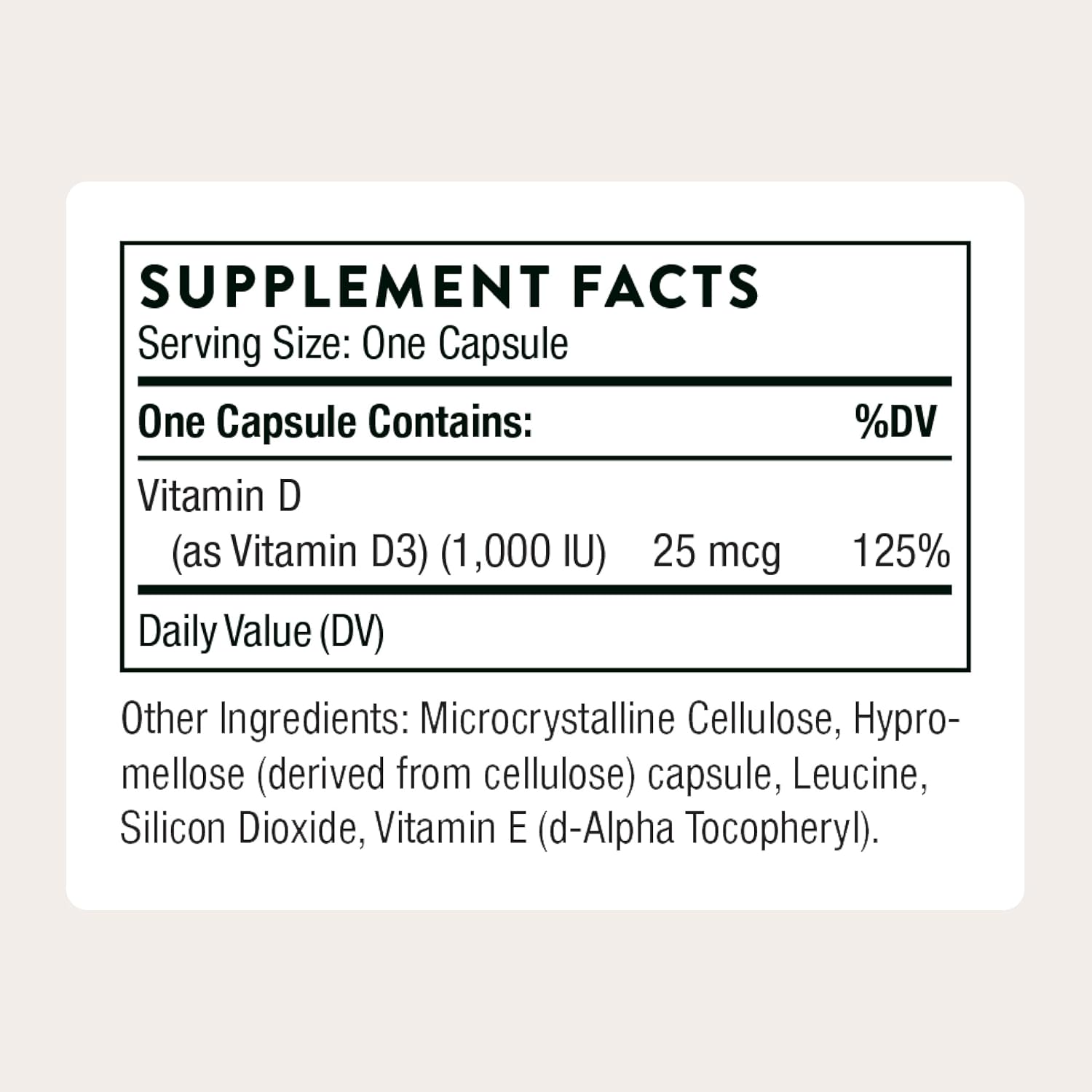 Thorne D-1,000, 90 Capsules (25 mcg per Capsule)