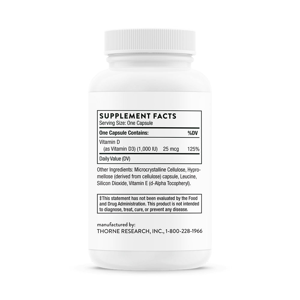 Thorne D-1,000, 90 Capsules (25 mcg per Capsule)